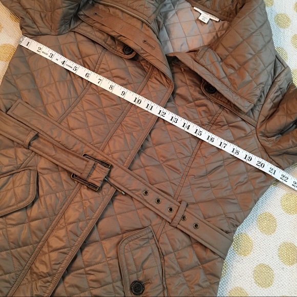 Coldwater Creek Tan Quilted Car Coat Funnel Neck - Picture 7 of 8